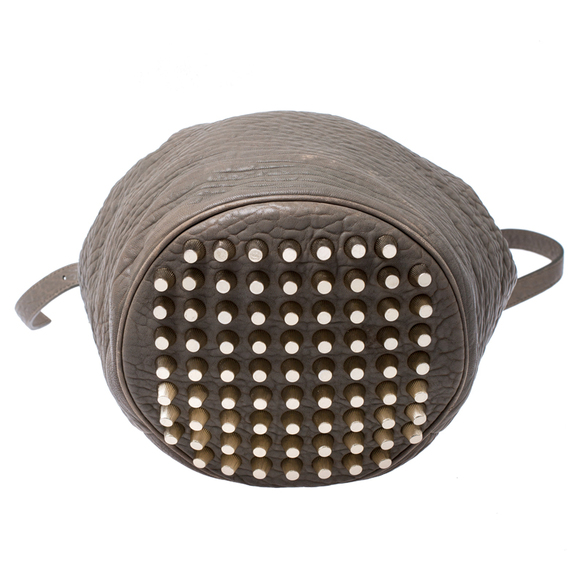 ALEXANDER WANG Taupe Textured Leather Diego Bucket Bag - Picture 6 of 9